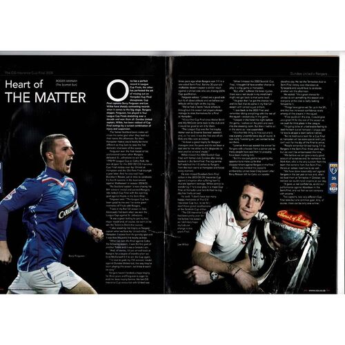 2008 Dundee United v Rangers Scottish League Cup Final Football Programme