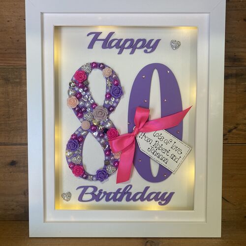 LED Happy 80 th birthday frame