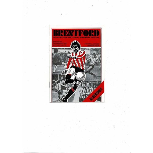 1976/77 Brentford v Aldershot Football Programme