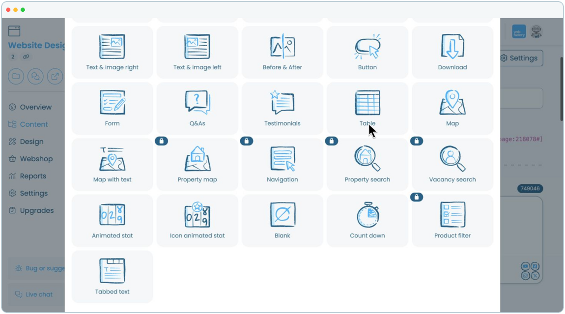 How to add a table to a website page | Webfactory Support | Webfactory