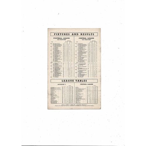 1949/50 Manchester United v Chelsea Football Programme