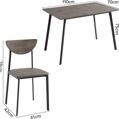 mcc direct Dining Table and Chairs Set Metal Wood Effect Table Dining Set 4 Chairs Blake - Grey