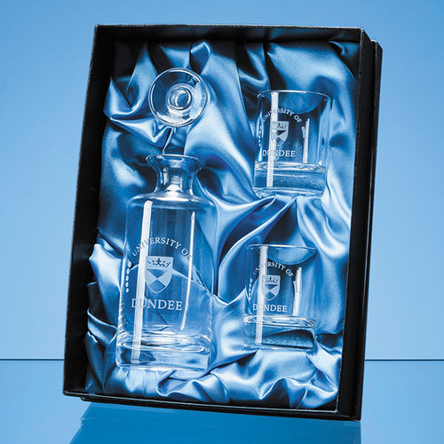 Handmade Round Mini Decanter & 2 shot Glasses Gift Set (0.15ltr)