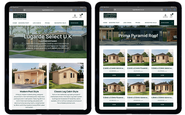 The user friendly lugarde select website on an ipad.