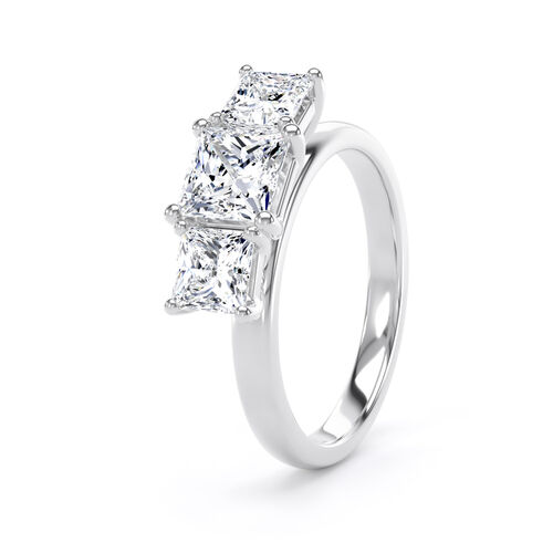 Graduated princess cut diamond trilogy ring