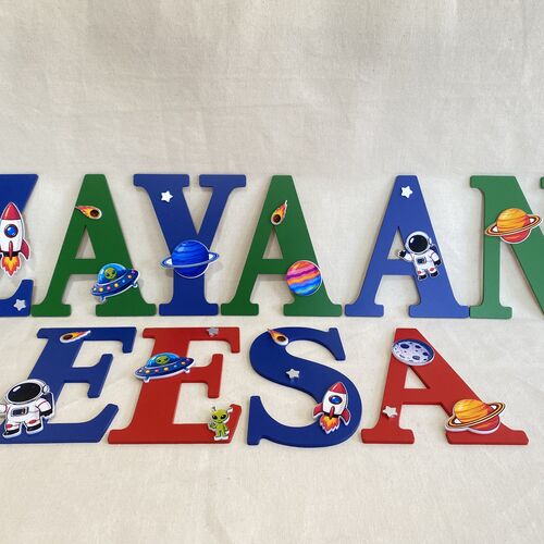 Personalised Space Theme Name Letters – Boys Bedroom Wall Decor