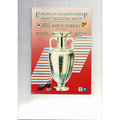 1990 Republic of Ireland v Turkey Football Programme