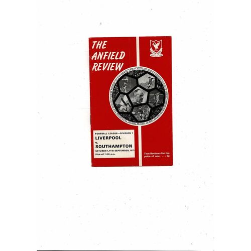1971/72 Liverpool v Southampton Football Programme