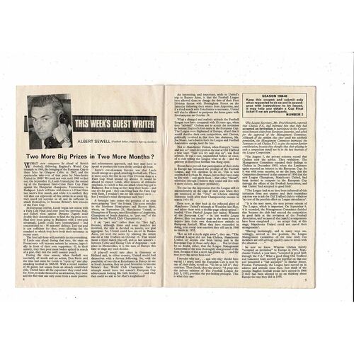 1968/69 Arsenal v Liverpool Football Programme