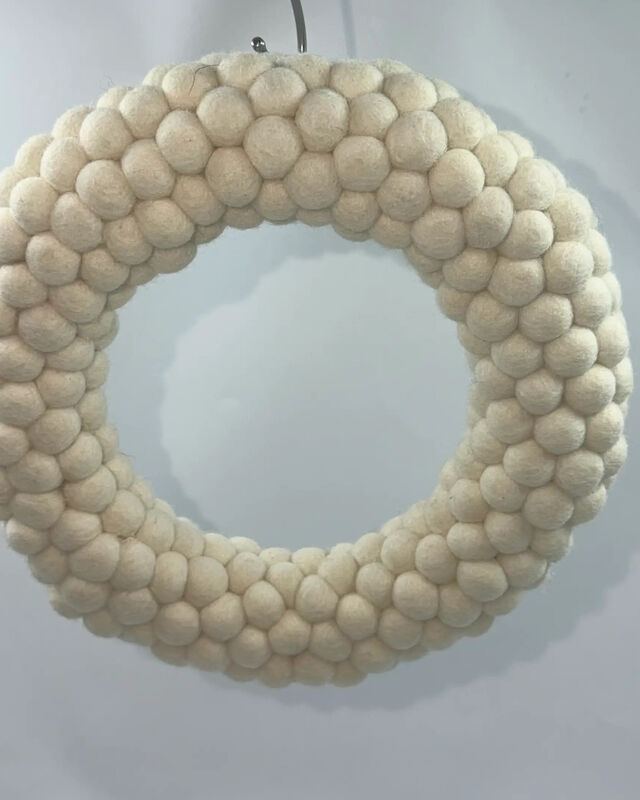 Felt Ball Wreath-Handmade Wool Felt Door Décor
