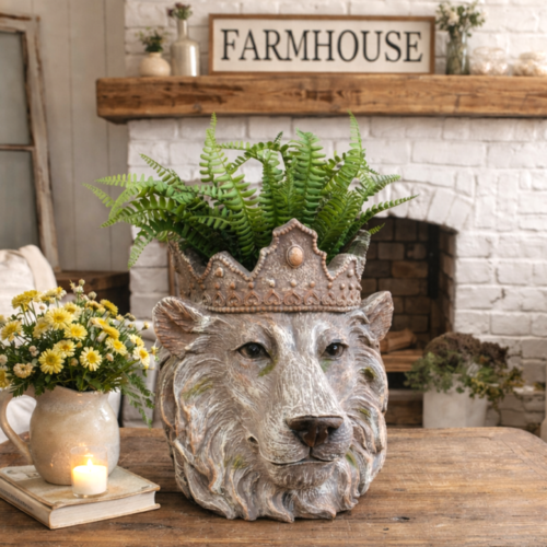 Large lion planter