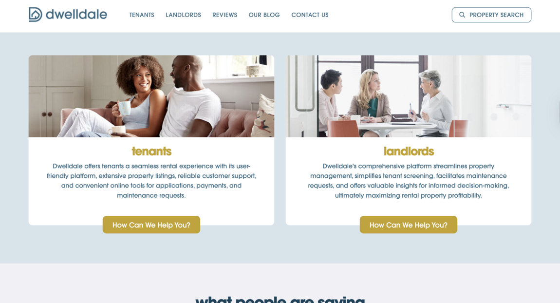 A Webfactory website design showing clear call to actions on a property website.