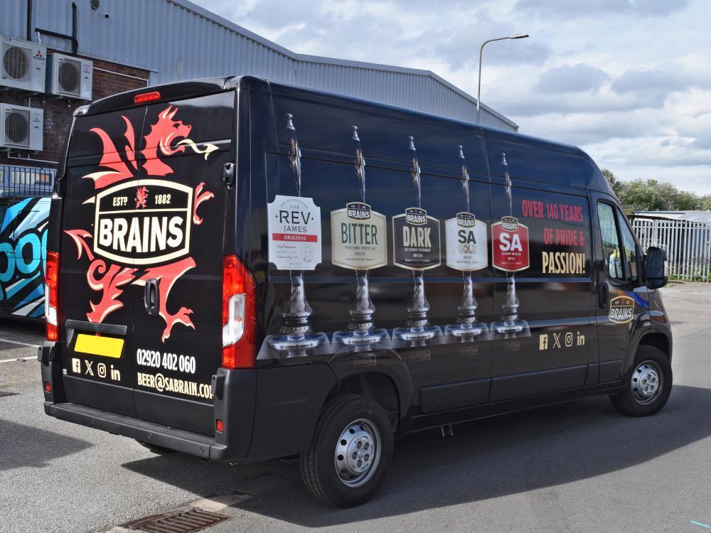 Advertising van wrap on Peugeot Boxer for SA Brains beer.