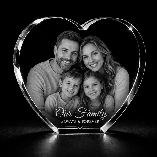 Family 3D Crystal Gifts  | 3d Crystal Shop | 3d crystal glass engraving | Personalised 3d engraving  | 3d crystal photo