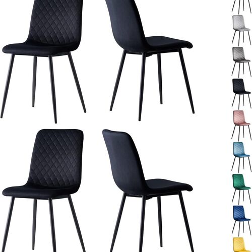 mcc direct Designer Velvet Fabric Dining Chairs Metal Legs Lexi Chairs(Set of 2/Set of 4)