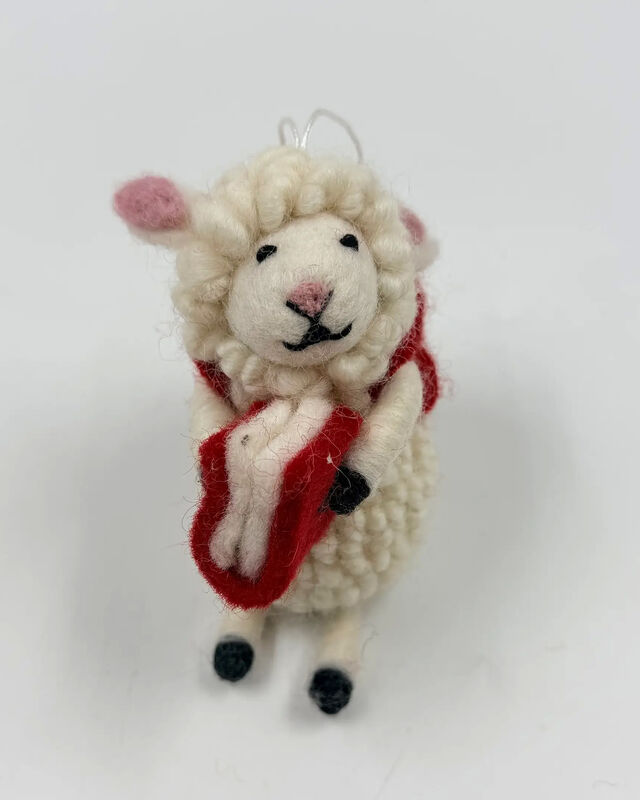 Sheep with Book Ornament