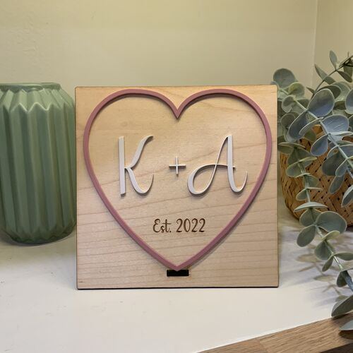 Custom Wooden Heart Plaque with Initials