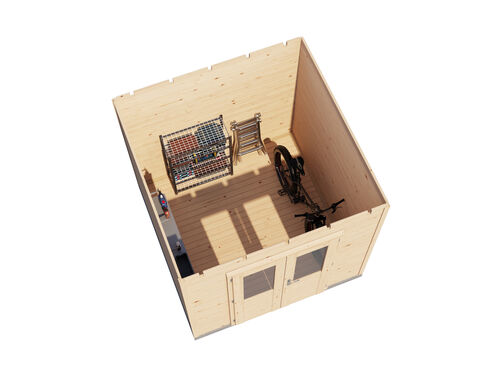 2.4mtr x 2.4mtr 28mm walled Flat Roof Cabin