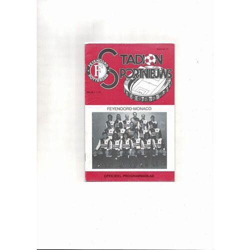 1991/92 Feyenoord v Monaco European Cup Winners Cup Semi Final Football Programme