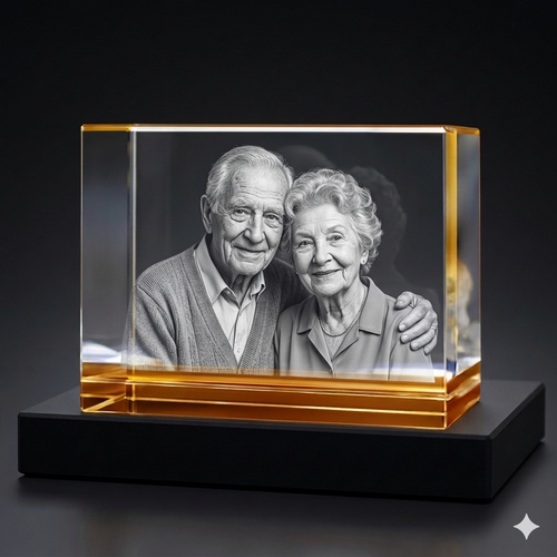 Super Colour Deluxe XXL Honey Amber 3D Crystal Photo Gift