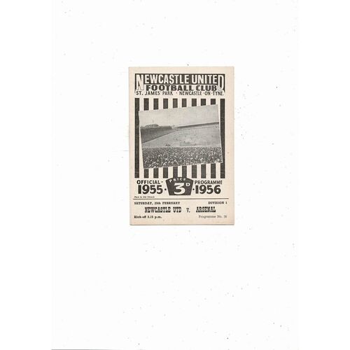 1955/56 Newcastle United v Arsenal Football Programme