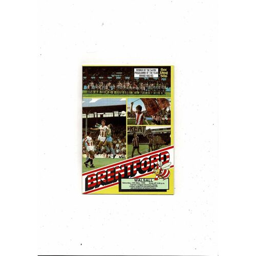 1983/84 Brentford v Walsall Football Programme