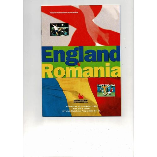 1994 England v Romania Football Programme