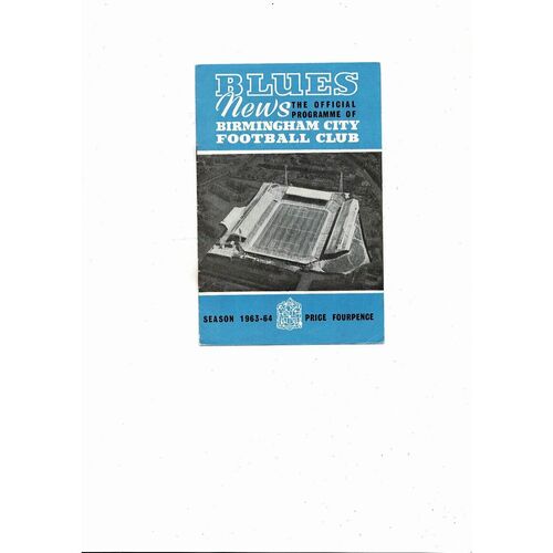 1963/64 Birmingham City v Nottingham Forest Football Programme