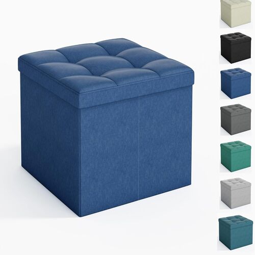 mcc direct Foldable Storage Ottoman, Small Footrest Cube, Storage Bench with Lid, 1 Storage Box for Bedroom & Living Room, 36 cm
