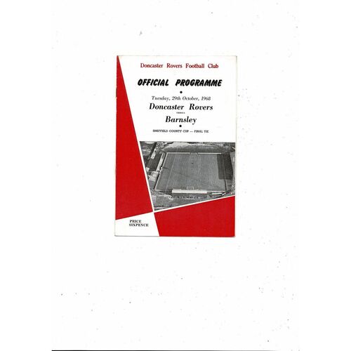 1968/69 Doncaster Rovers v Barnsley Sheffield CountyCup Final Football Programme
