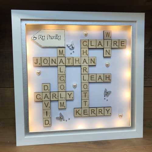 XL LED Customised Scrabble Family Name Box Frame