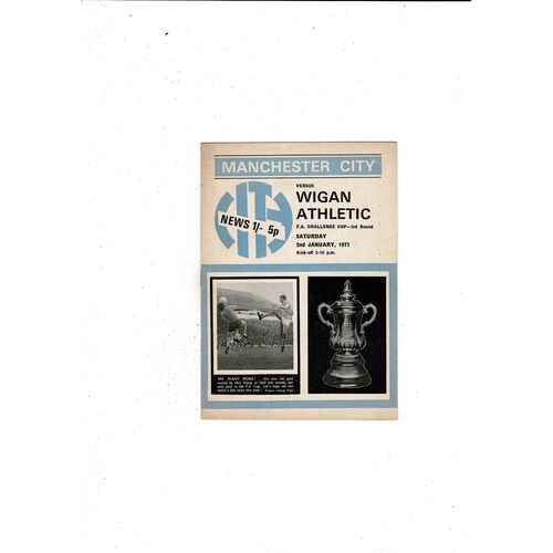 Manchester City v Wigan Athletic FA Cup Football Programme 1970/71