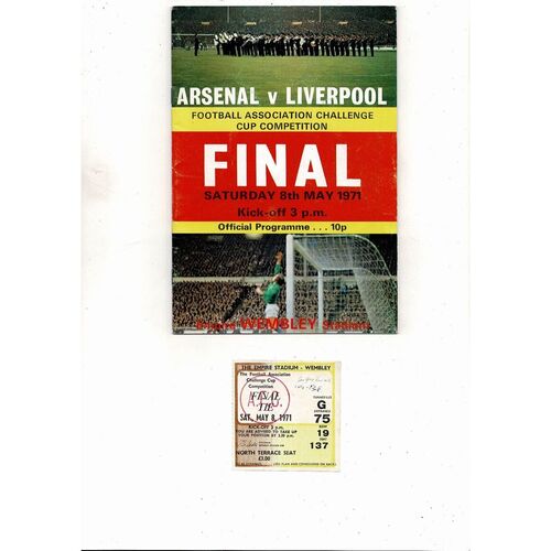 1971 Arsenal v Liverpool FA Cup Final Football Programme + Match Ticket