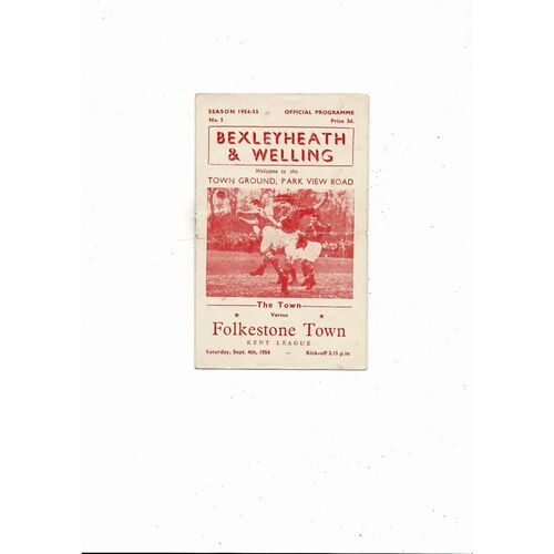 1954/55 Bexleyheath & Welling v Folkestone Town Kent League Football Programme