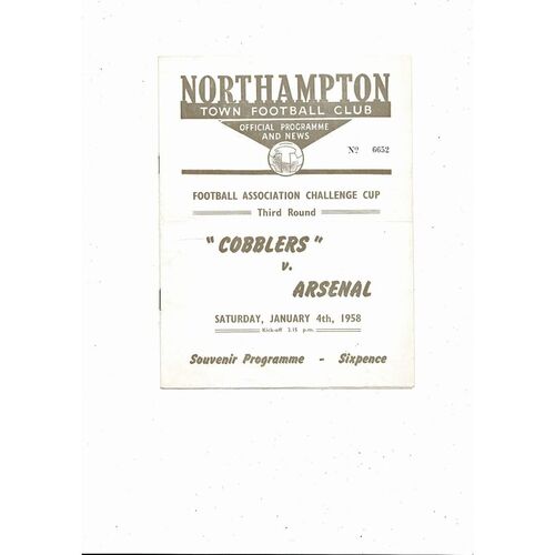 1957/58 Northampton Town v Arsenal FA Cup Football Programme