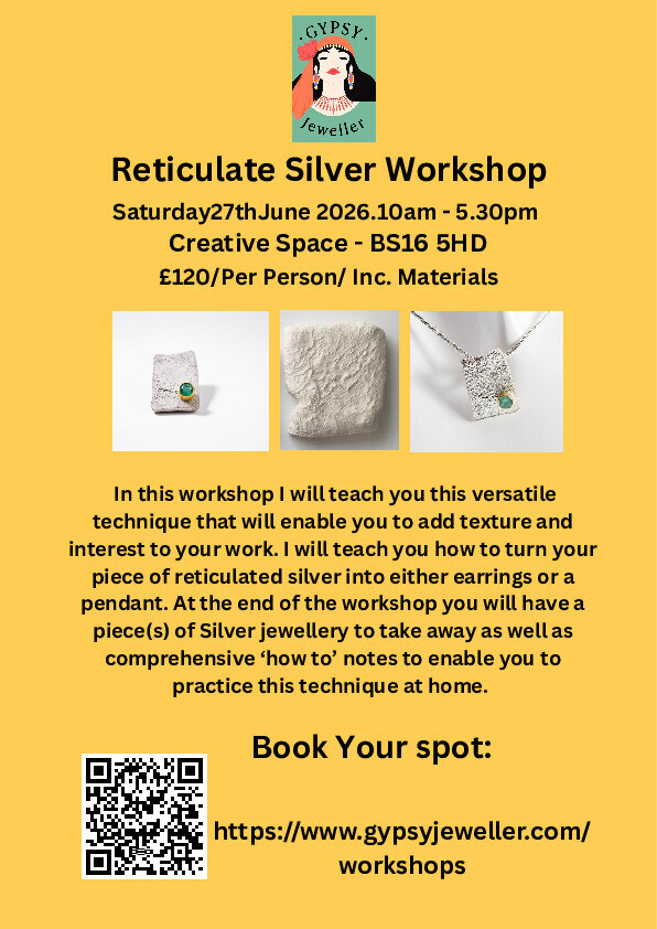 Blog #8 My upcoming Workshops are now Live!  | Gypsy Jeweller | One to one jewellery tuition |  Learn enamelling and stone setting | Unique handcrafted jewellery
