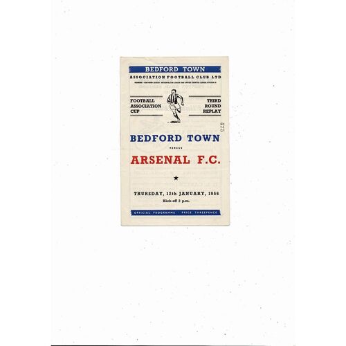 Bedford Town v Arsenal FA Cup Replay Football Programme 1955/56
