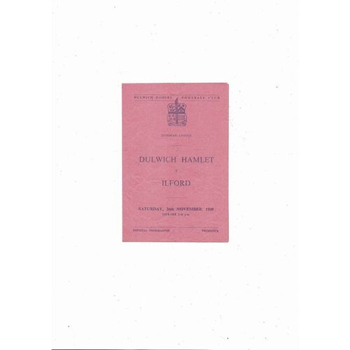 1949/50 Dulwich Hamlet v Ilford Football Programme