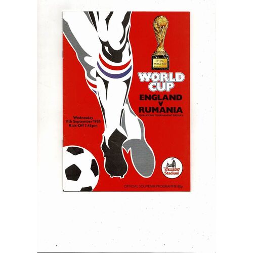 1985 England v Romania Football Programme