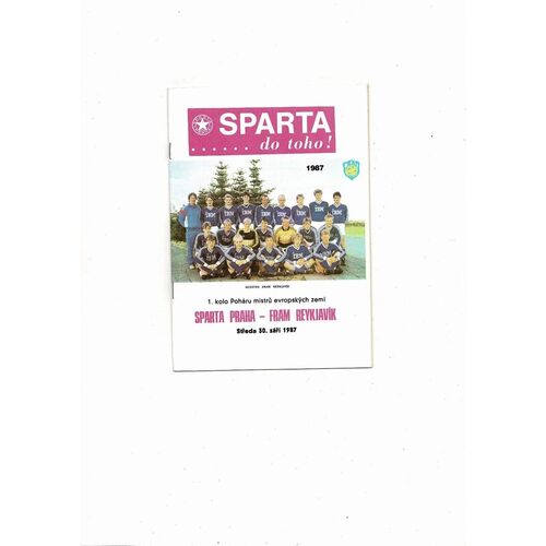 Sparta Prague v FRAM Reykjavik European Cup Football Programme 1987/88