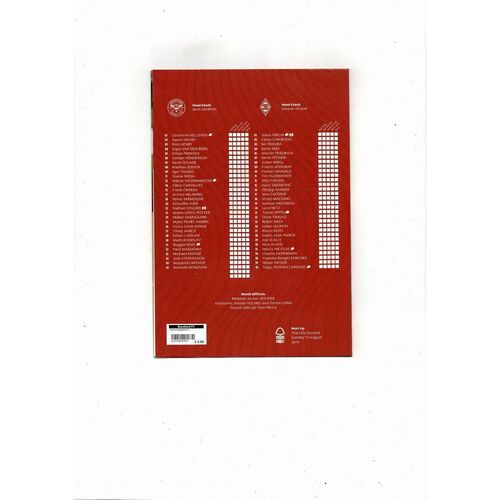 Brentford v Borussia Monchehgladbach Friendly Football Programme 2025/26