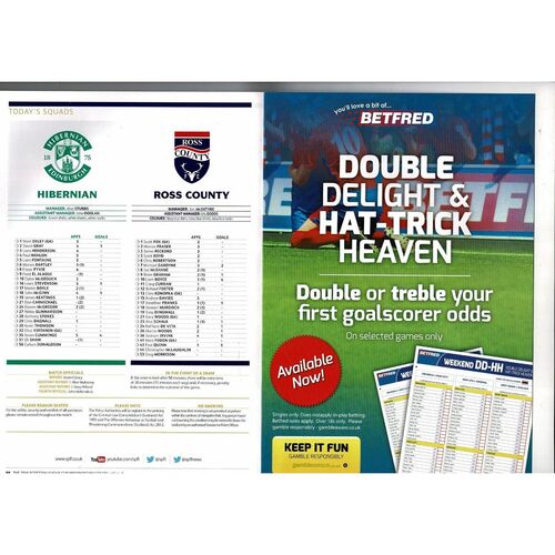 2016 Hibernian v Ross County Scottish League Cup Final Football Programme