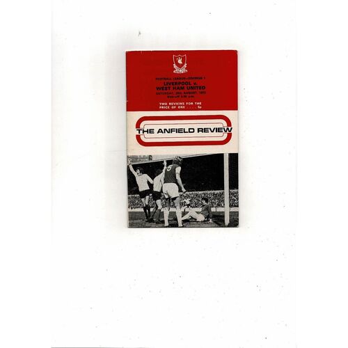 1972/73 Liverpool v West Ham United Football Programme + League Review