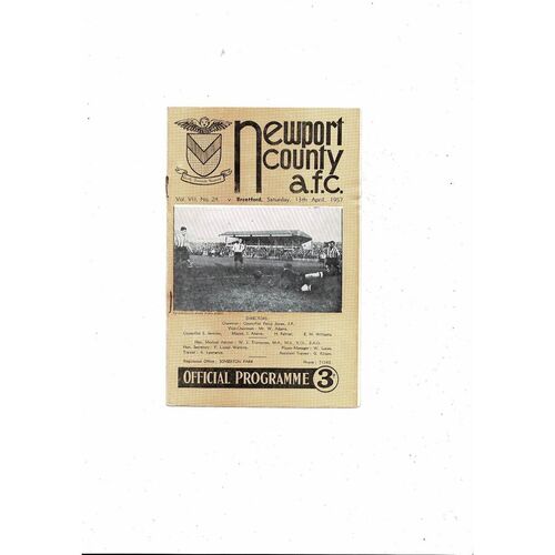 1956/57 Newport County v Brentford Football Programme