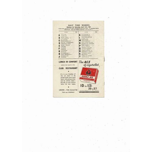 1950/51 Charlton Athletic v Newcastle United Football Programme