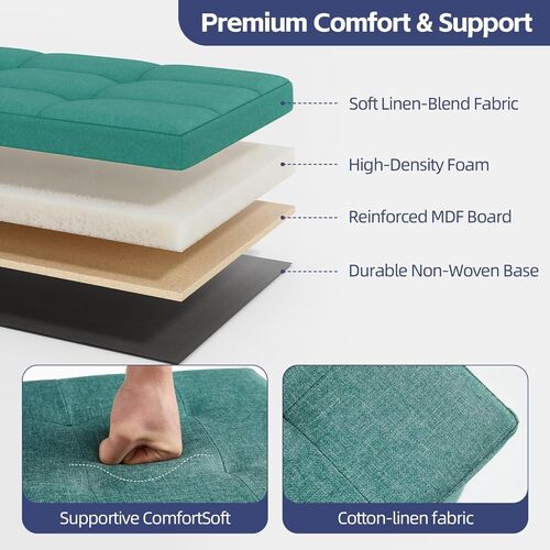 mcc direct Foldable Storage Ottoman, Small Footrest Cube, Storage Bench with Lid, 1 Storage Box for Bedroom & Living Room, 36 cm
