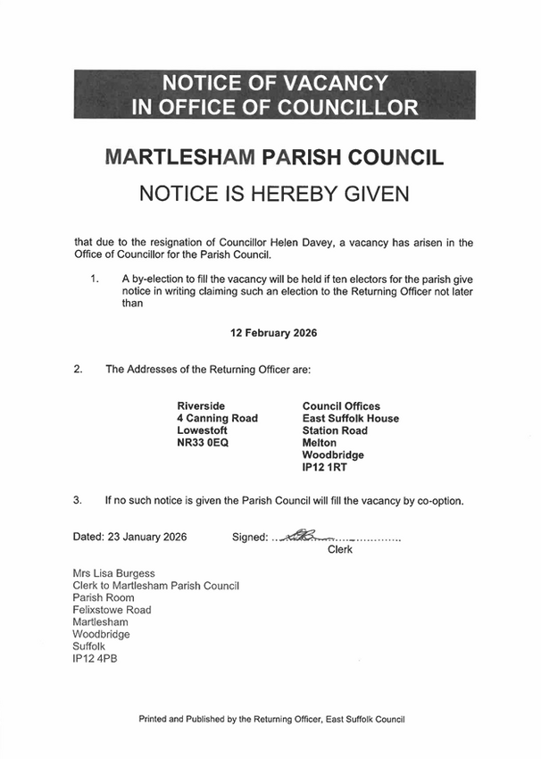 Councillor vacancy notice