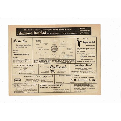 Willem ll v Manchester United v European Cup Winners Cup Football Programme 1963/64