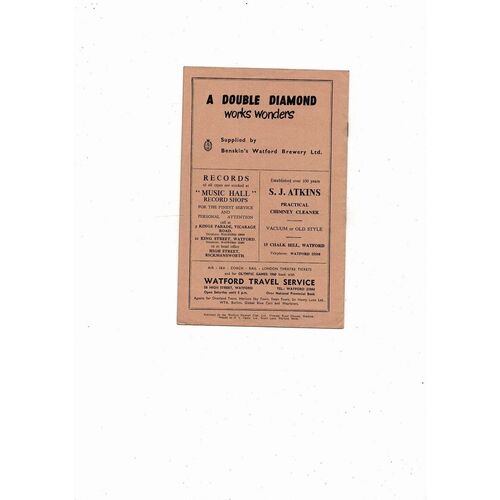 1959/60 Watford v Northampton Town Football Programme Dec. Abandoned