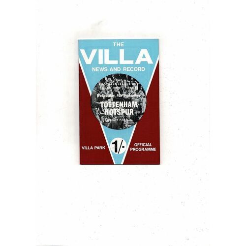 1968/69 Aston Villa v Tottenham Hotspur Football Programme + League Review